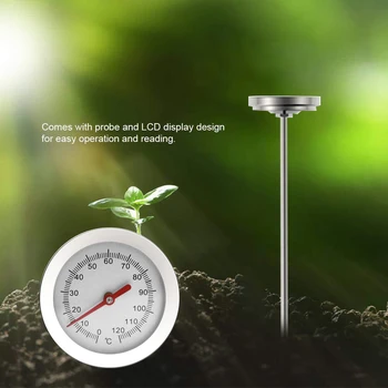 Тестер за компост на почвата, touch сонда, термометър от неръждаема стомана за градински тревата