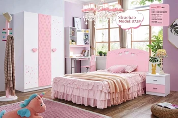комплект мебели за детска спалня, детска легло, пълен комплект за спалня с матрак и гардероб