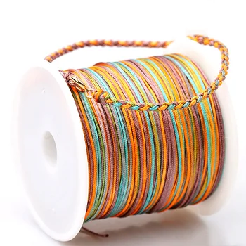 1 ролка плетени въжета, найлонов конец, конци за бродерия с мъниста, разноцветни пискюли високо качество 